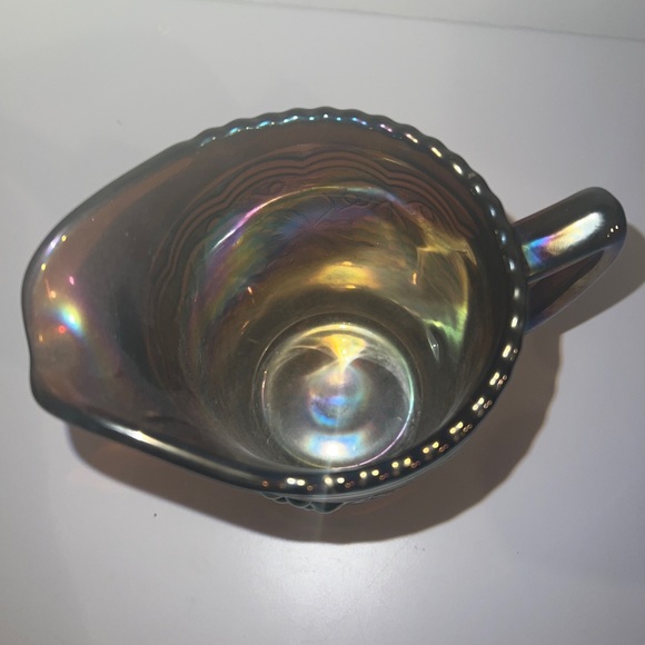 Vintage IMPERERIAL GLASS Carnival Pitcher Iridescent Dark Gold Grape 16oz - Picture 3 of 13